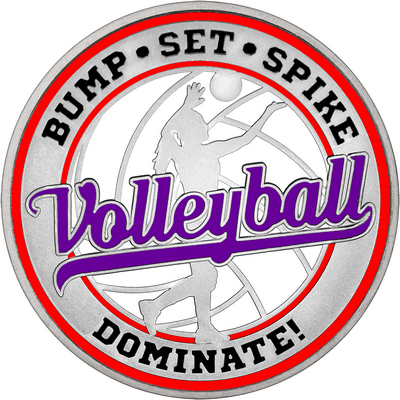 Purple "Volleyball" with Red Outer Circular Borders